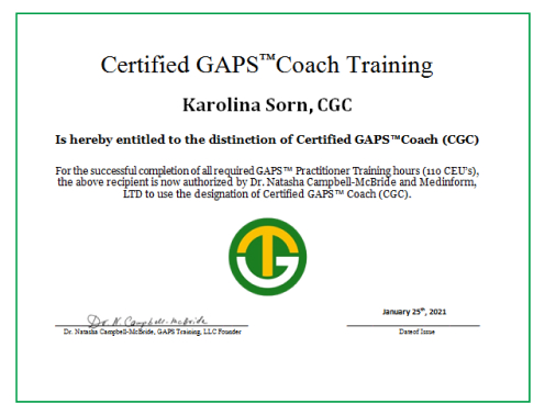 Karolina Sorn GAPS Coach/Trener GAPS